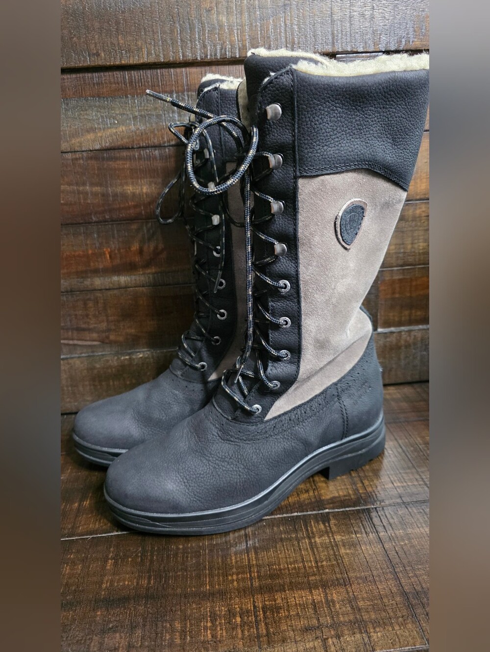 Ariat Wythburn H20 Insulated Boots Equestrian Riding Leather Black/Grey 7.5